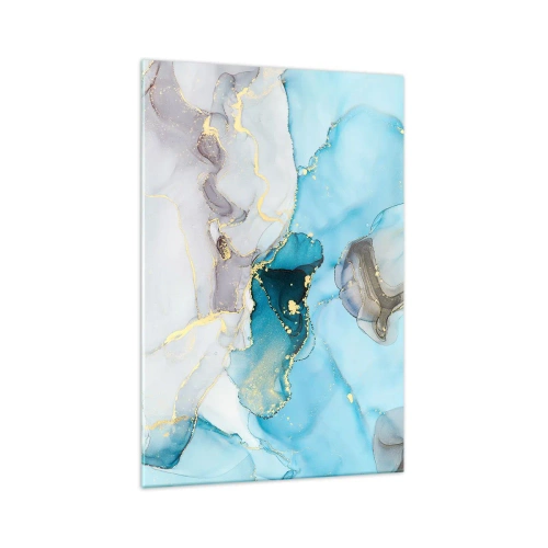 Billede på glas - En undersøgelse af mødet mellem grå og turkis - 70x100 cm