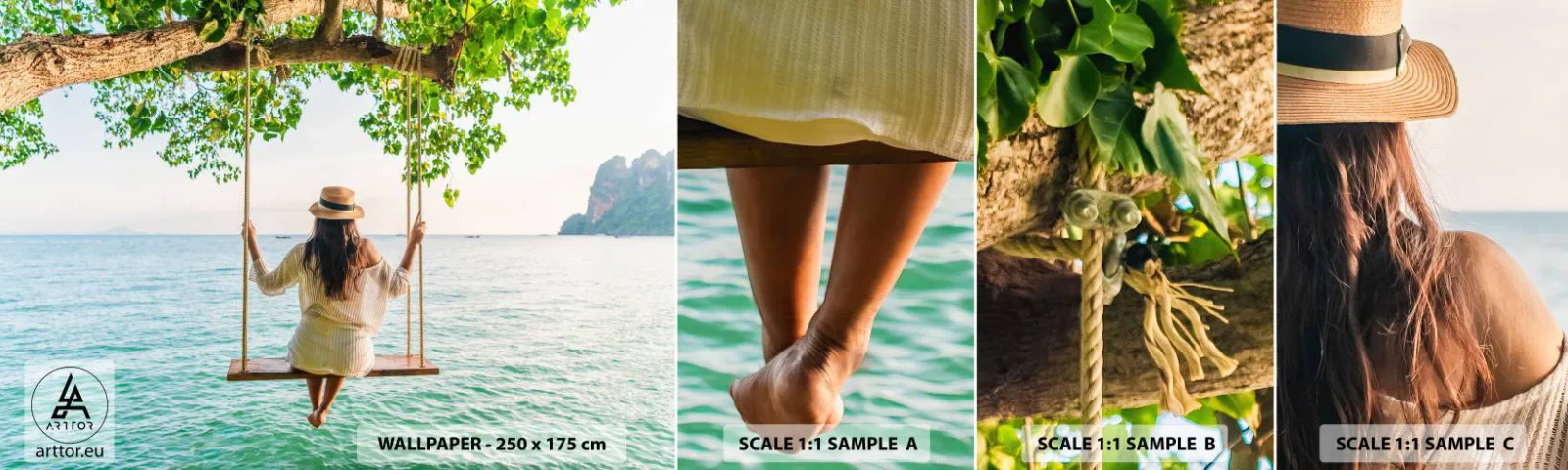 Prøve Fototapet Selvklæbende Deluxe Sticker - Livet er smukt - Lempelse, Svinge, Kvinde - 100x30 cm