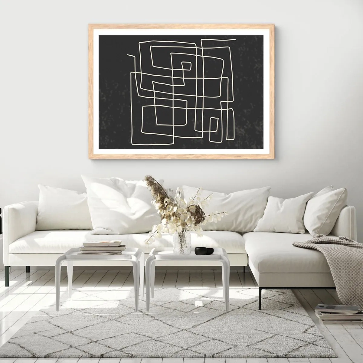 Plakat i ramme af lyst egetræ - Ikke helt så enkel - 100x70 cm