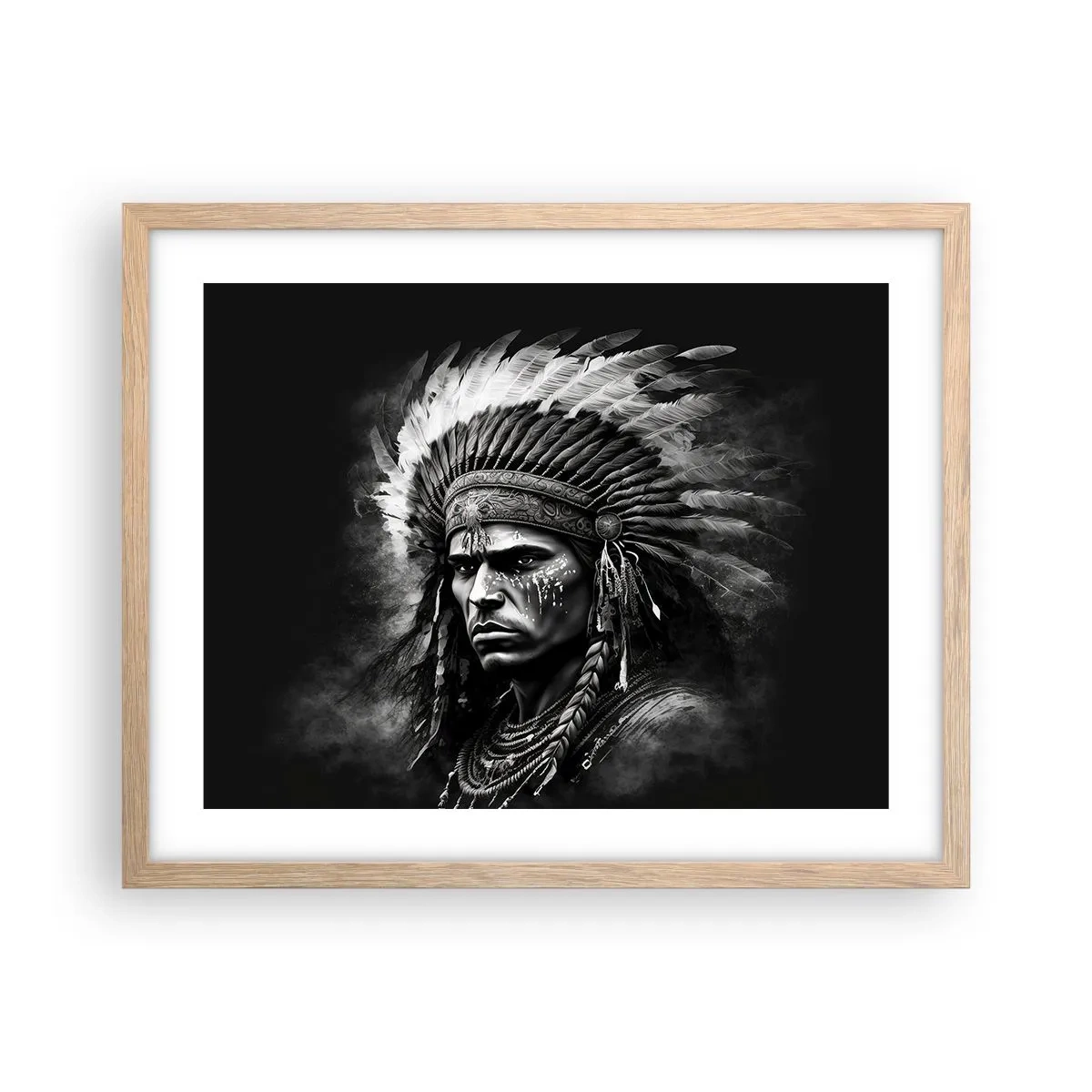 Plakat i ramme af lyst egetræ - Leder og kriger - 50x40 cm