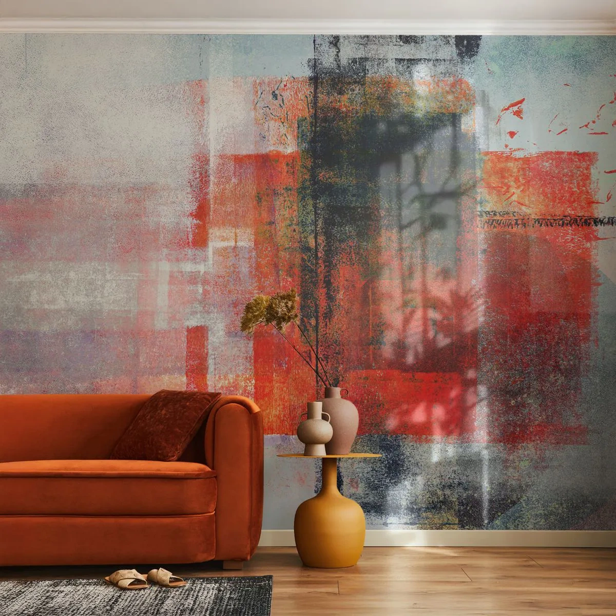 Fototapet Selvklæbende Deluxe Sticker - Glødende komposition - Stykke, Abstraktion, Industriel - 100x70 cm