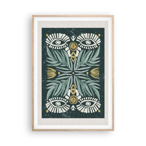 Plakat i ramme af lyst egetræ - Som en folkeudskæring - 70x100 cm