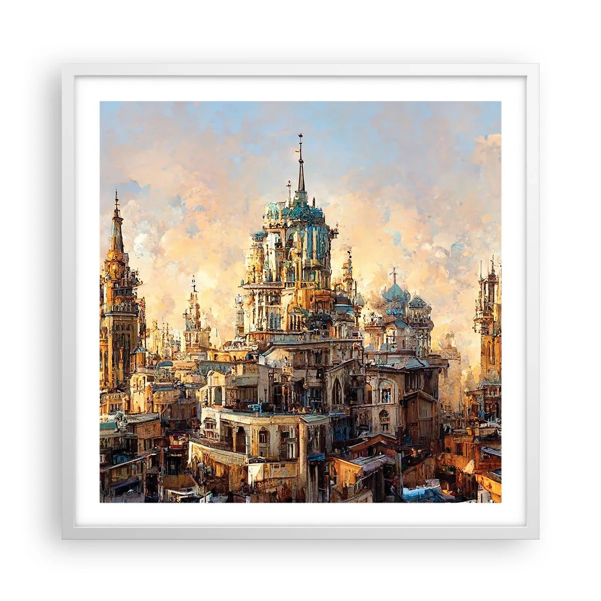 Plakat i hvid ramme - En by af byer - 60x60 cm