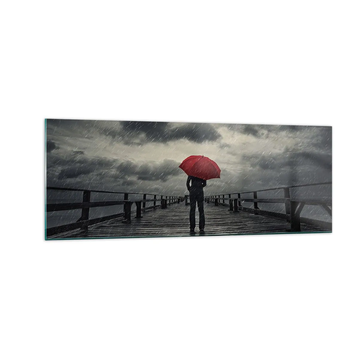 Billede på glas - Det er ingenting, hvis det regner - 140x50 cm
