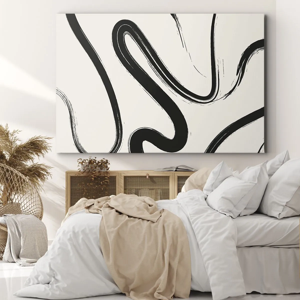 Lærredstryk - Billede på lærred - Sort og hvid fantasifuldhed - 70x50 cm