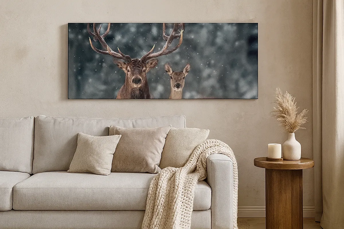 Lærredstryk - Billede på lærred - Skovens herre og hans kone - 30x30 cm