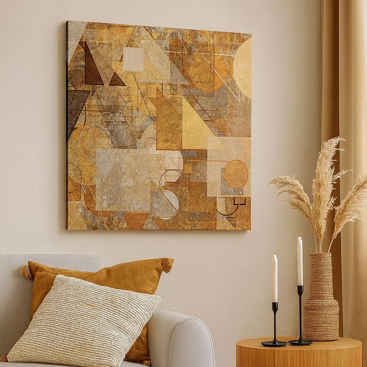 Lærredstryk - Billede på lærred - Kubistisk bronzeundersøgelse - 30x30 cm