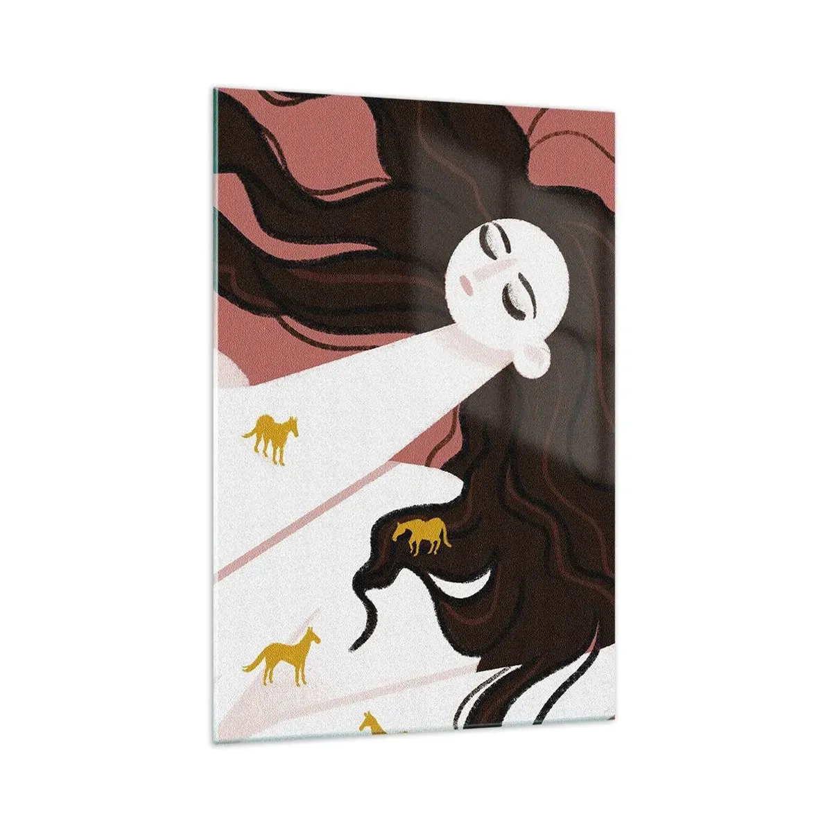 Billede på glas - Drøm om en gylden hest - 70x100 cm