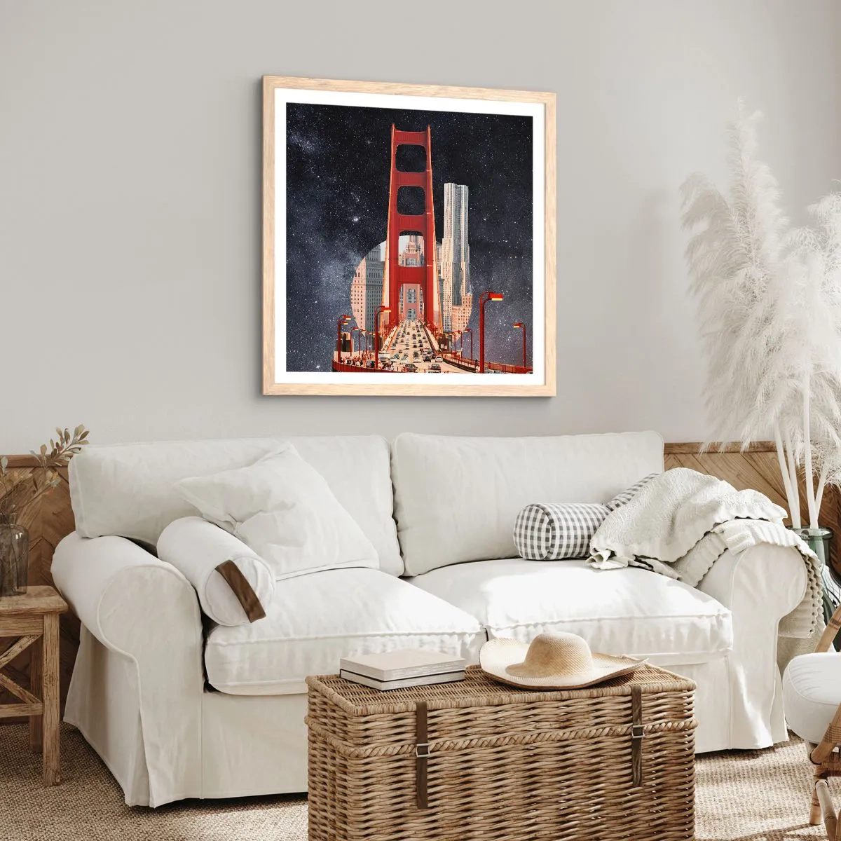 Plakat i ramme af lyst egetræ - Altid i centrum - 60x60 cm