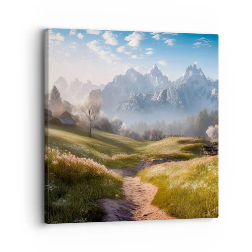 Lærredstryk - Billede på lærred - Idyllisk dal - 30x30 cm