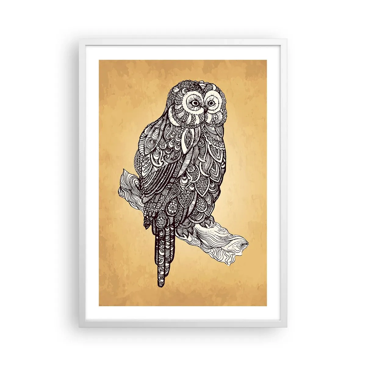 Plakat i hvid ramme - Indviklede ornamenter af visdom - 50x70 cm