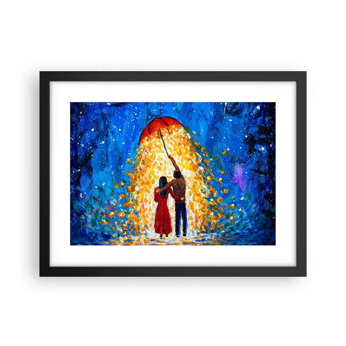 Plakat i sort ramme - Magien ved en regnfuld aften? - 40x30 cm