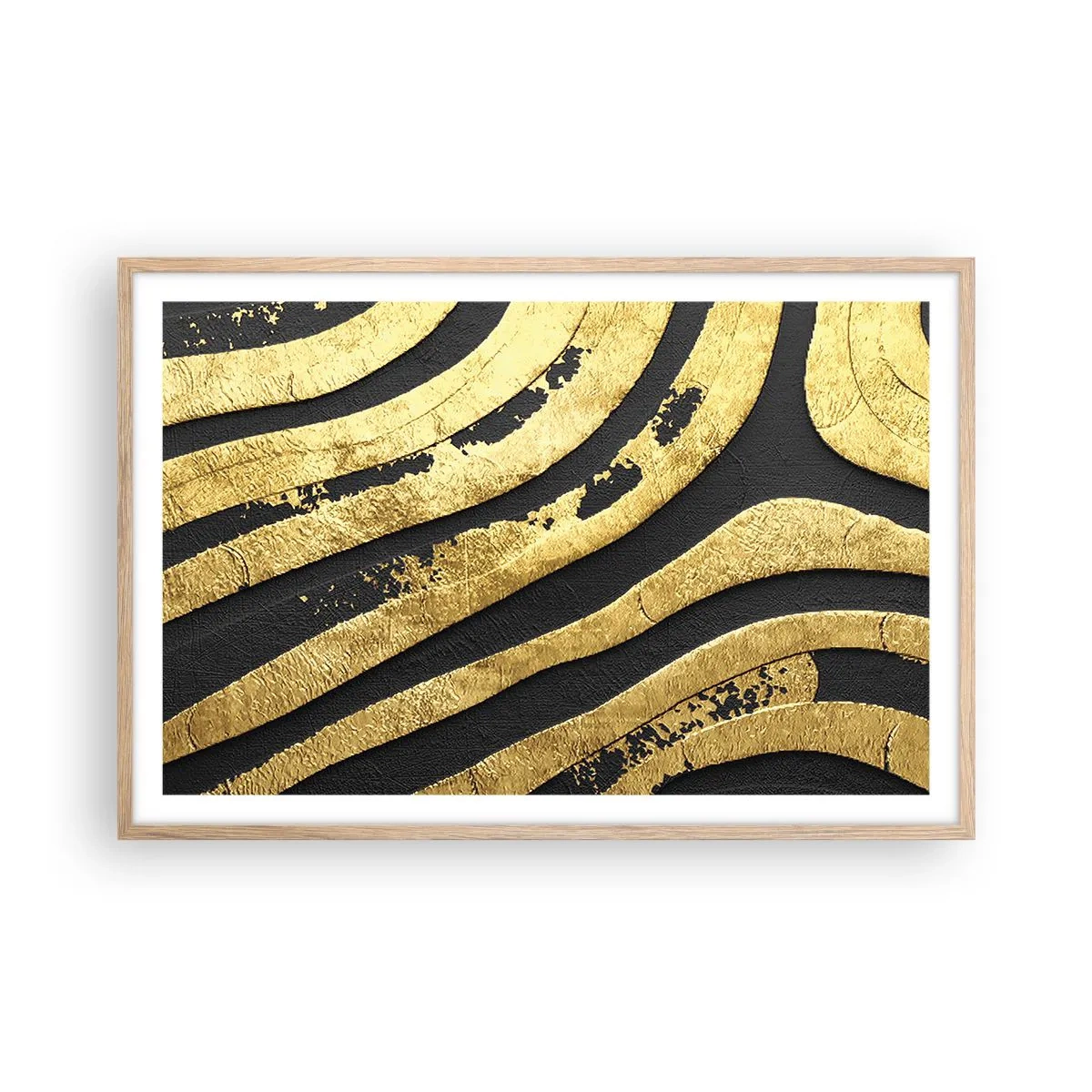 Plakat i ramme af lyst egetræ - Alt flyder - 91x61 cm