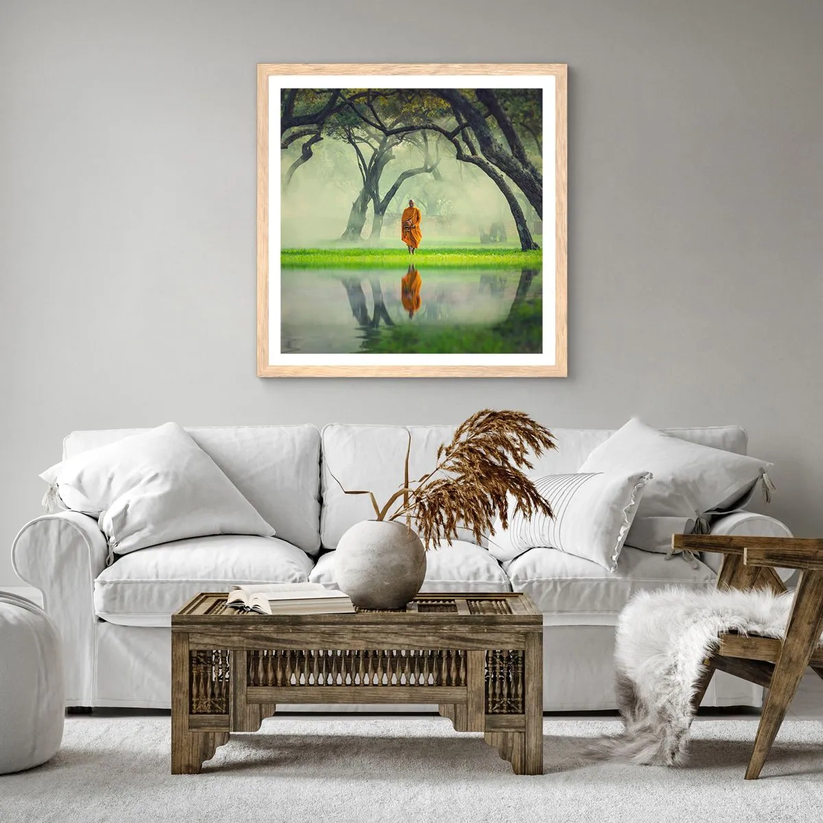 Plakat i ramme af lyst egetræ - På vej mod oplysning - 40x40 cm