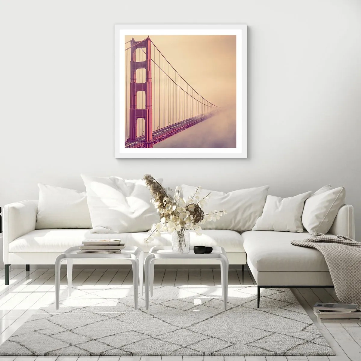 Plakat i hvid ramme - Mellem himmel og jord - 40x40 cm