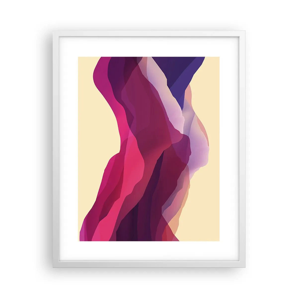 Plakat i hvid ramme - Bølger i lilla - 40x50 cm