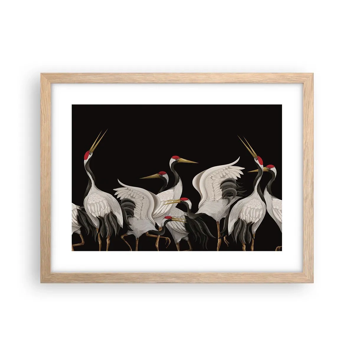 Plakat i ramme af lyst egetræ - Fugle anliggender - 40x30 cm