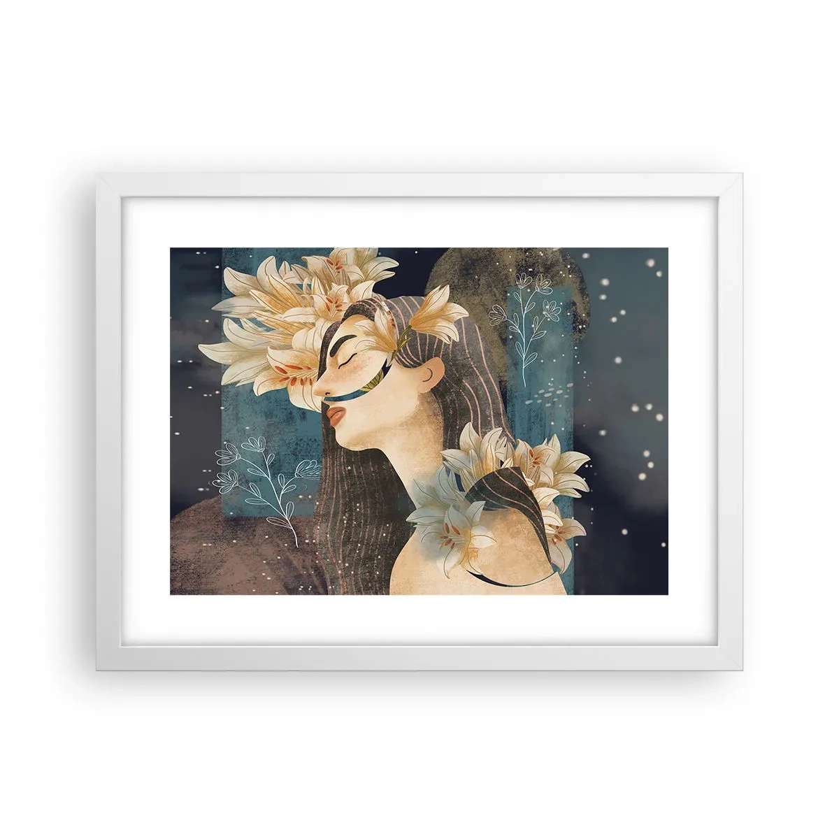 Plakat i hvid ramme - Eventyret om prinsessen med liljerne - 40x30 cm