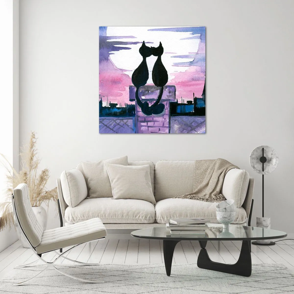 Billede på glas - Rendez-vous under månen - 50x50 cm