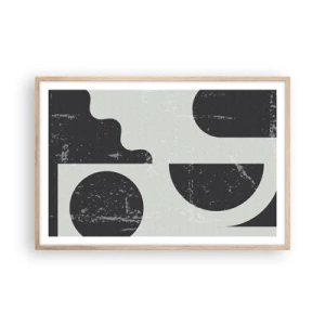 Plakat i ramme af lyst egetræ - Komposition over og under - 91x61 cm