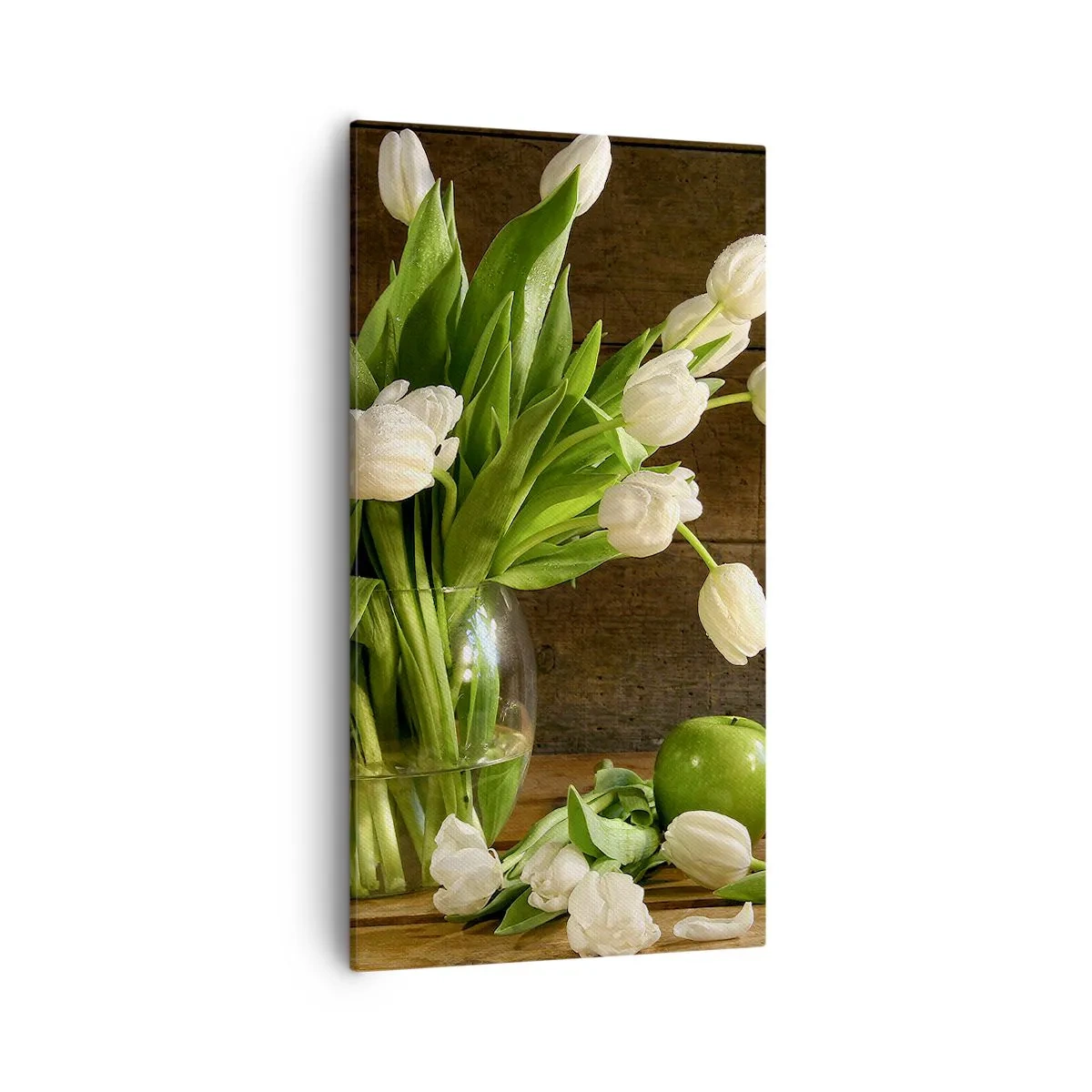 Lærredstryk - Billede på lærred - Saftig og frisk i grøn og hvid - 55x100 cm