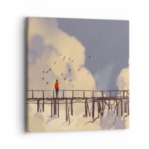 Lærredstryk - Billede på lærred - Blå længsel - 40x40 cm