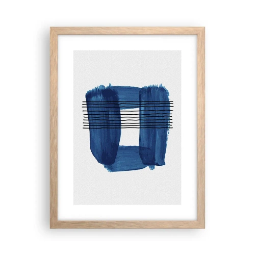 Plakat i ramme af lyst egetræ - Blå-sort sammensætning - 30x40 cm