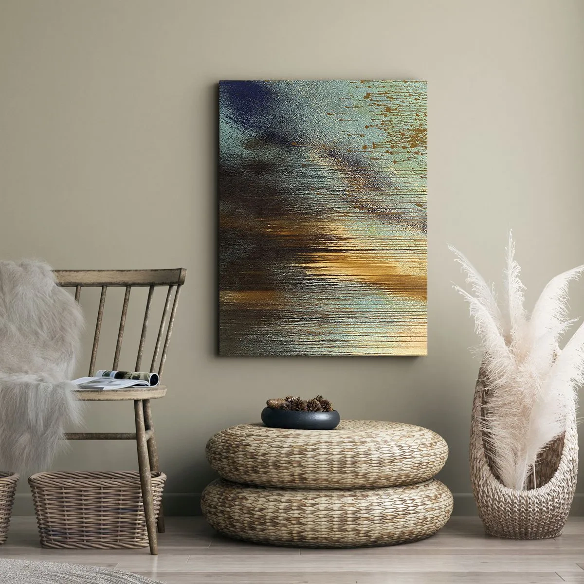 Lærredstryk - Billede på lærred - En utilsigtet farverig komposition - 45x80 cm