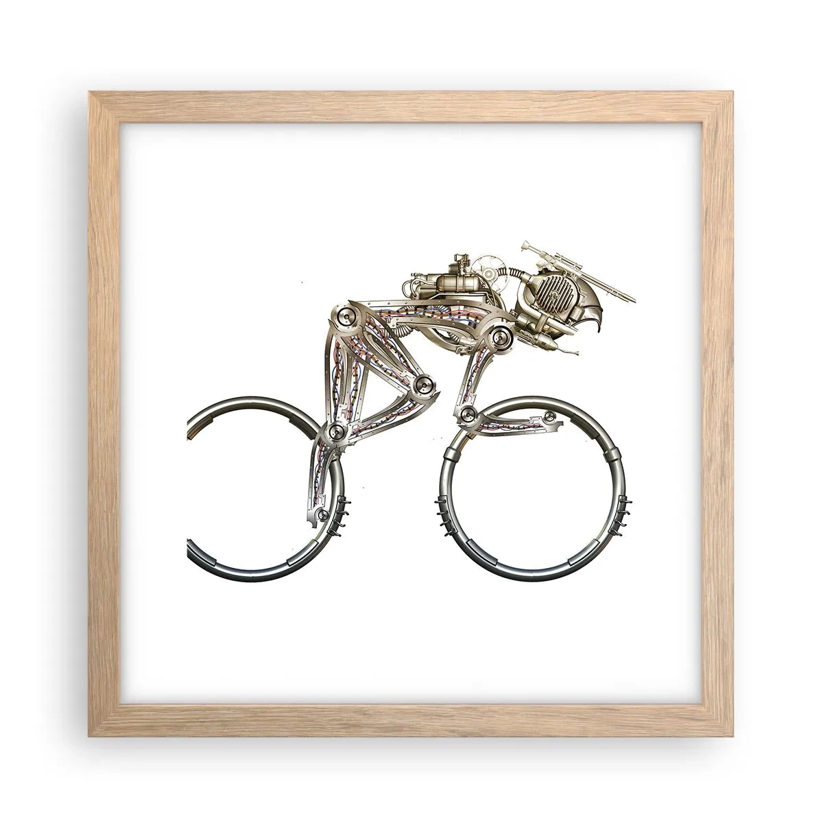 Plakat i ramme af lyst egetræ - En fantastisk maskine - 30x30 cm