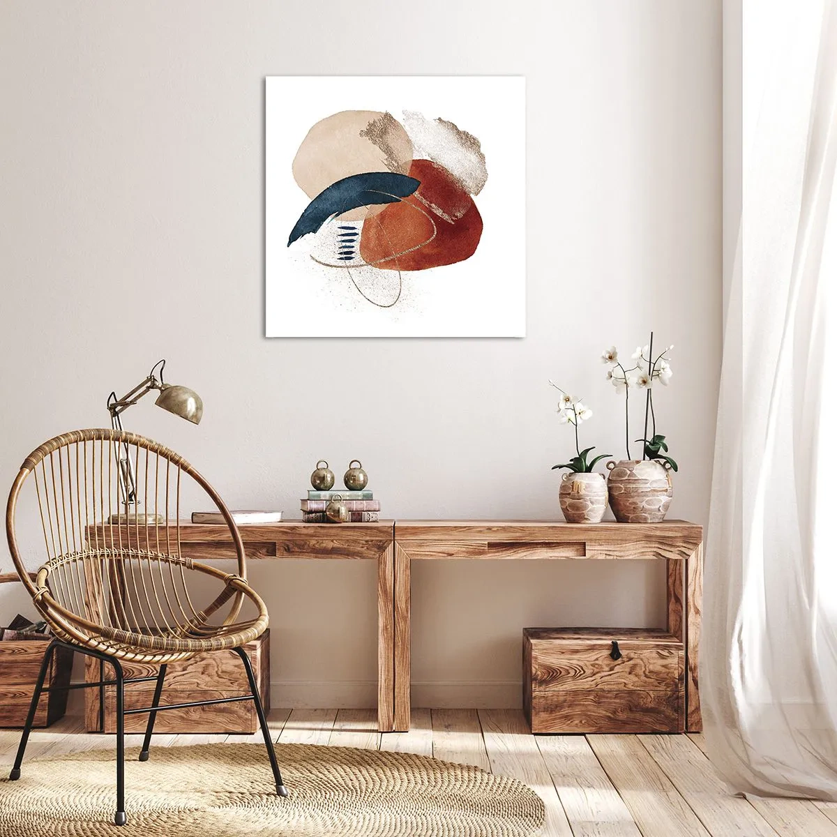 Lærredstryk - Billede på lærred - Oval sammensætning - 40x40 cm