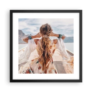 Plakat i sort ramme - På vej mod lykken - 40x40 cm