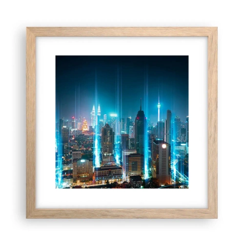 Plakat i ramme af lyst egetræ - Berlin til himlen - 30x30 cm