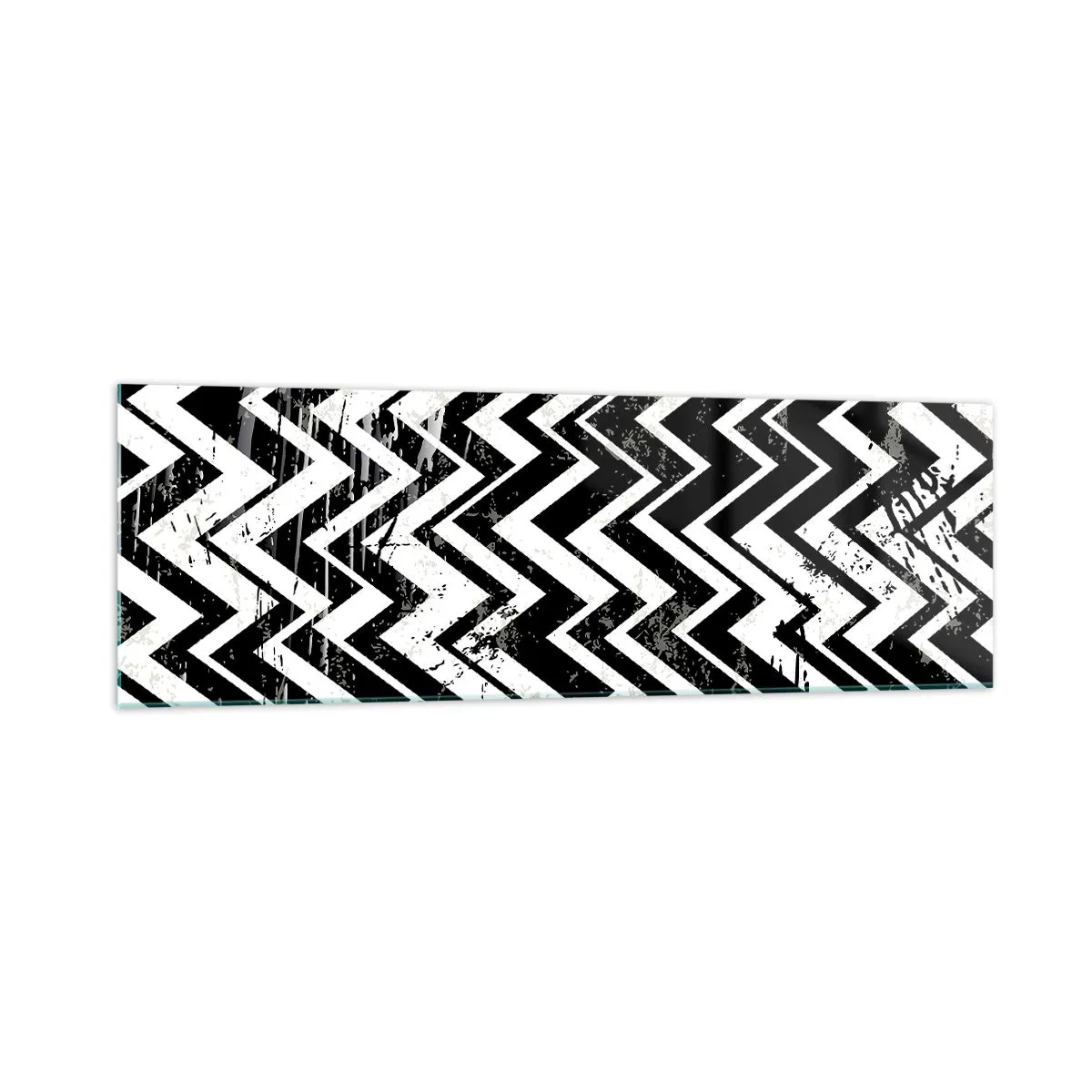 Billede på glas - Zig-hvid, zag-sort - 160x50 cm