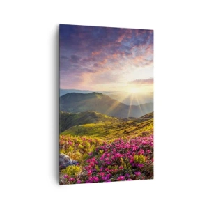 Lærredstryk - Billede på lærred - Friskheden af en morgen i bjergene - 80x120 cm