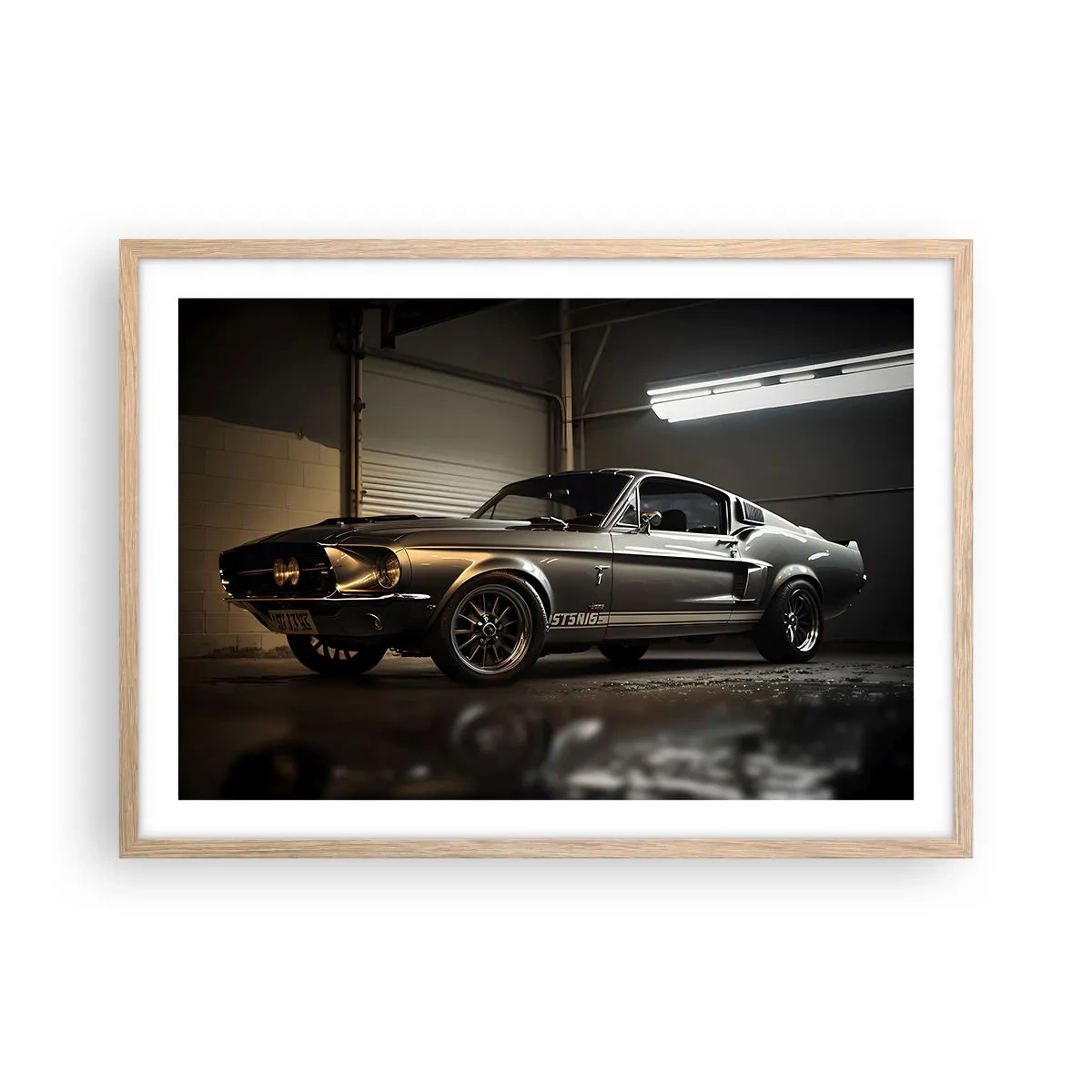 Plakat i ramme af lyst egetræ - Tilbage til fortiden - 70x50 cm