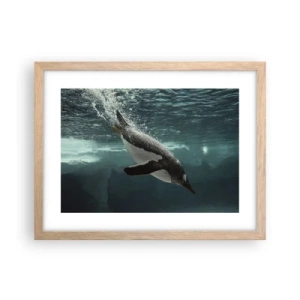 Plakat i ramme af lyst egetræ - Velkommen til min verden - 40x30 cm