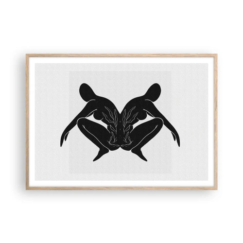 Plakat i ramme af lyst egetræ - En delt sjæl - 100x70 cm