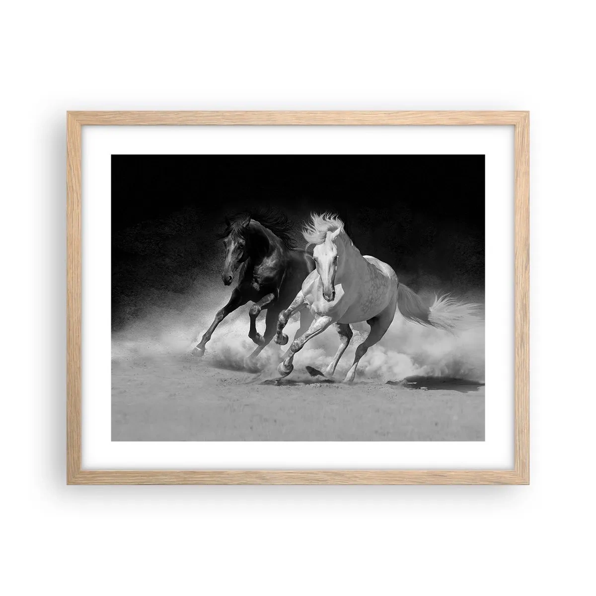 Plakat i ramme af lyst egetræ - Frihedens galop - 50x40 cm