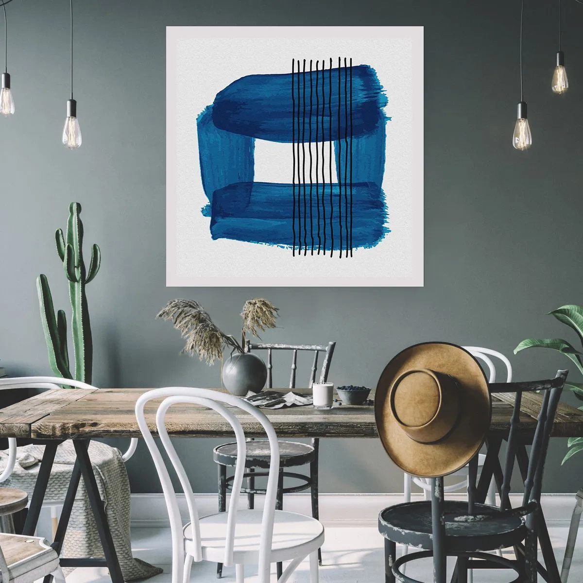 Plakat - Blå-sort sammensætning - 30x30 cm