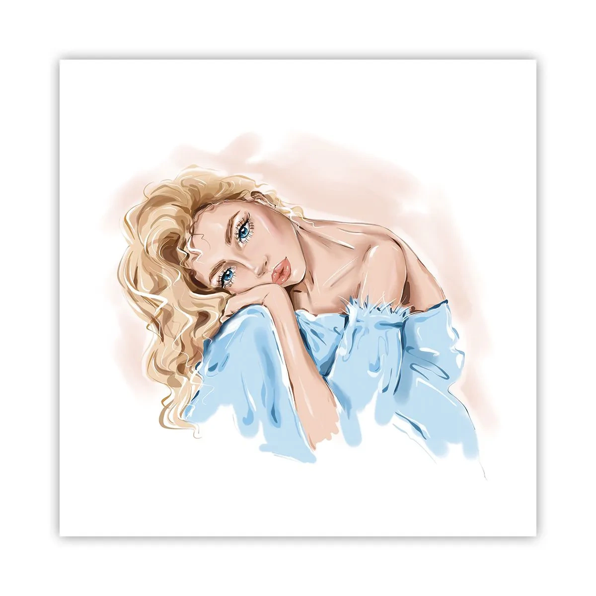 Plakat - Drømmende i blåt - 50x50 cm