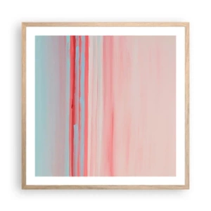 Plakat i ramme af lyst egetræ - Abstraktion ved daggry - 60x60 cm