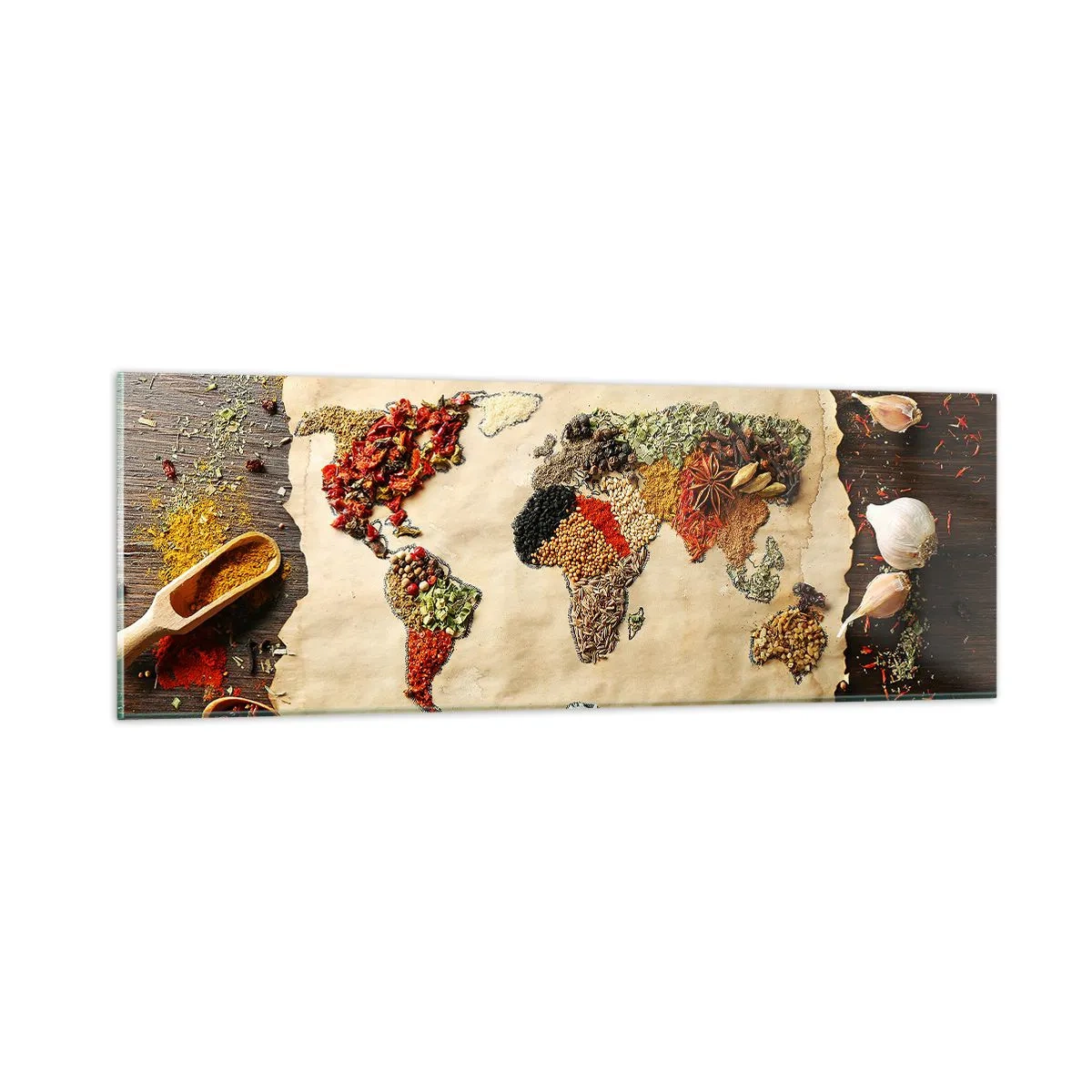 Billede på glas - Alle verdens smage - 90x30 cm