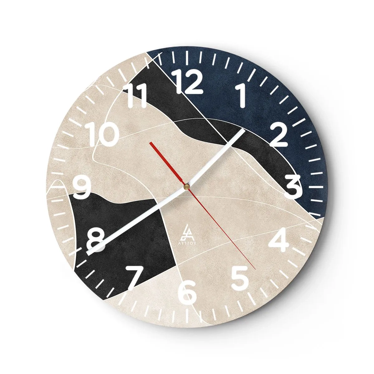 Vægur, Uret - Abstrakt komposition - kontrast af farver - 30x30 cm