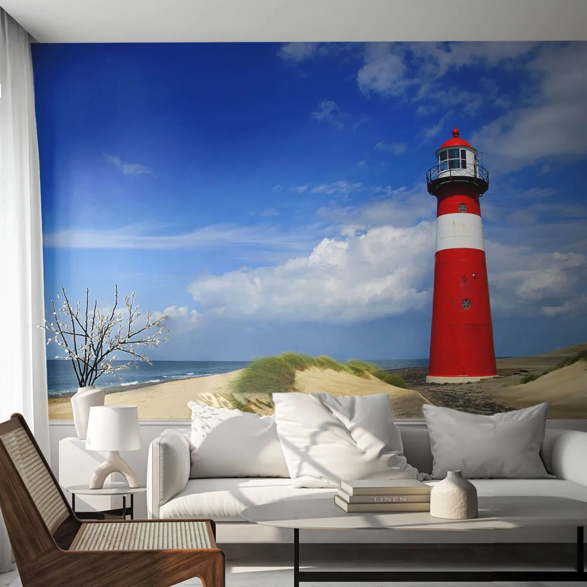 Fototapet Premium Sand - En drøm om ensomhed - Landskab, Fyrtårn, Holland - 450x315 cm