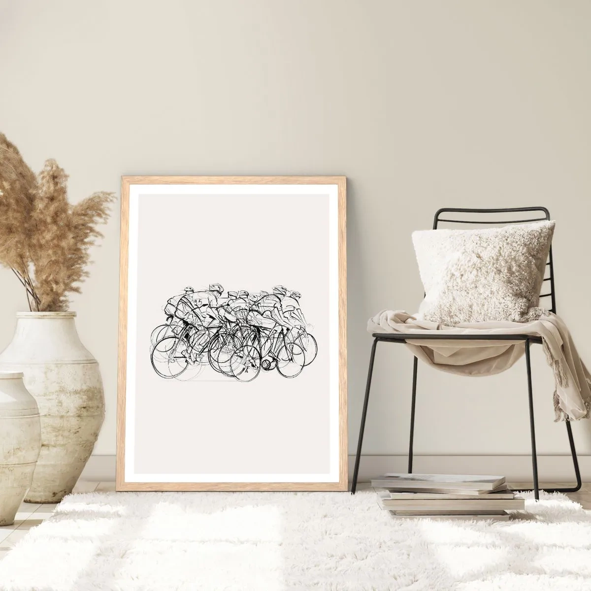 Plakat i ramme af lyst egetræ - Sammen i et team - 70x100 cm