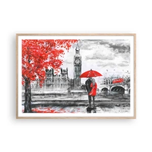Plakat i ramme af lyst egetræ - Forelsket i London - 100x70 cm