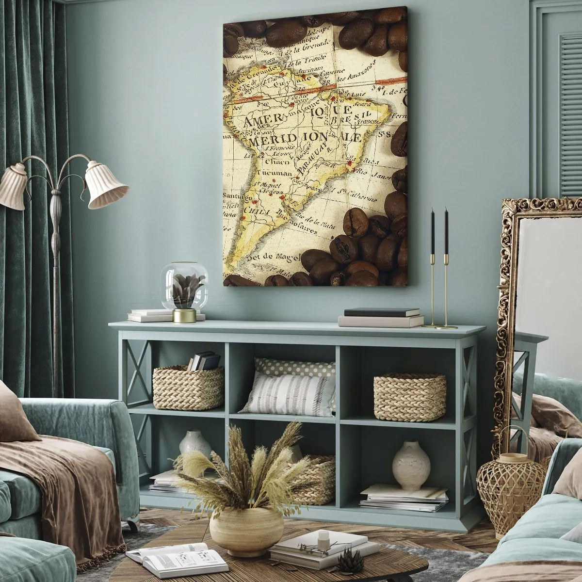 Lærredstryk - Billede på lærred - Hvor kommer den bedste kaffe fra? - 45x80 cm