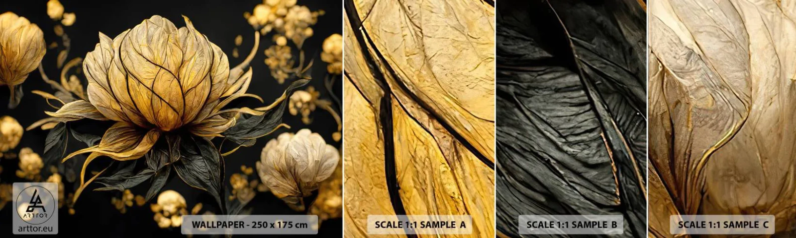 Fototapet Prøve Standard Eco - Subtil skrøbelighed - Blomst, Art Deco, Glamour - 100x30 cm