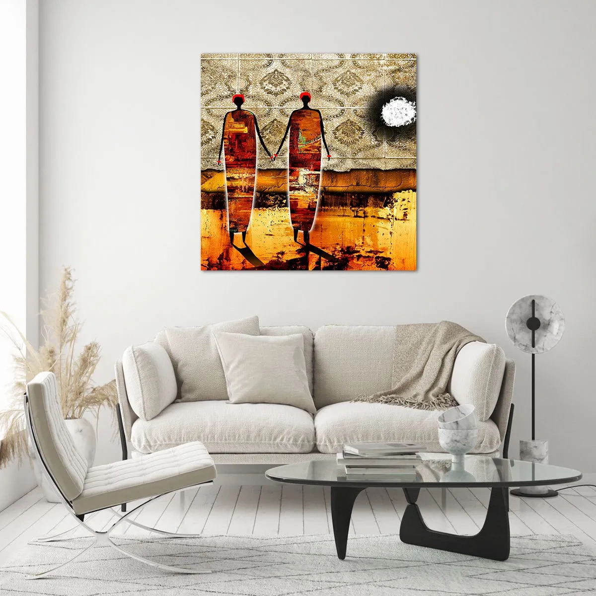 Billede på glas - Etnisk sammensætning i farverne i Afrika - 50x50 cm