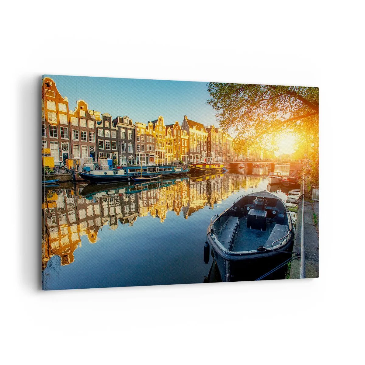 Lærredstryk - Billede på lærred - Morgen i Amsterdam - 100x70 cm